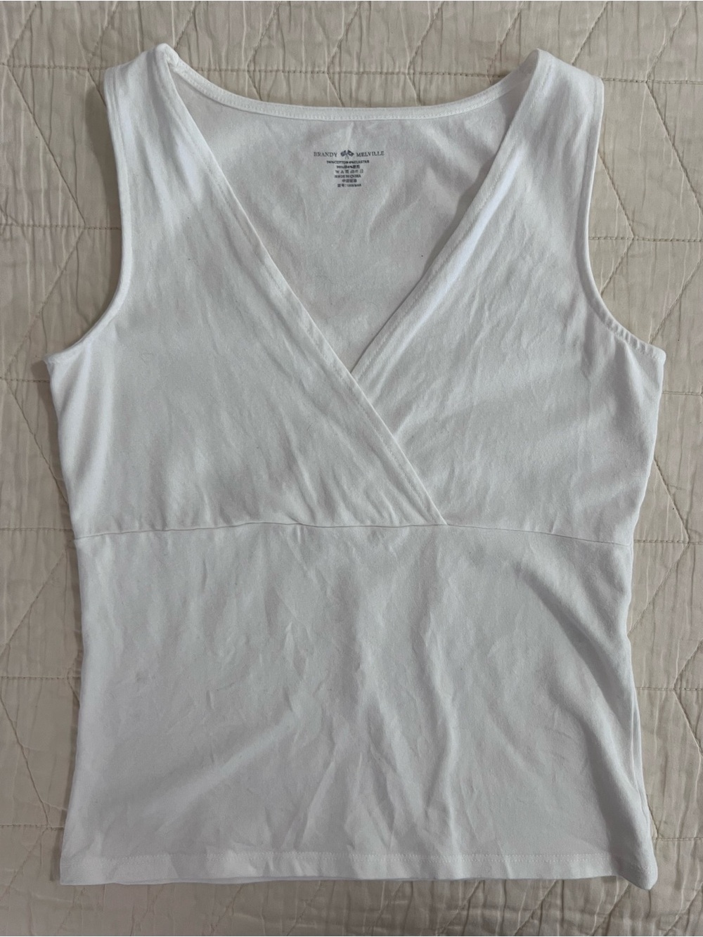 Brandy Melville White Wrap-Front Sleeveless Tank